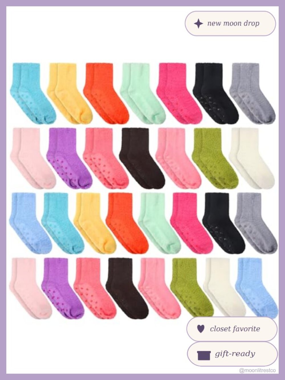 Fuzzy Slipper Socks with Grips Non Slip Polyester 30 Pairs
